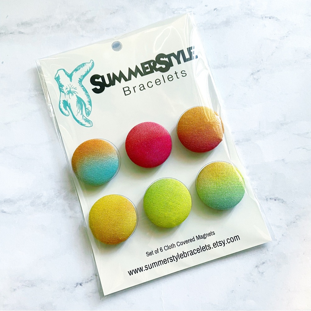 Rainbow Ombre Cloth Button Magnets